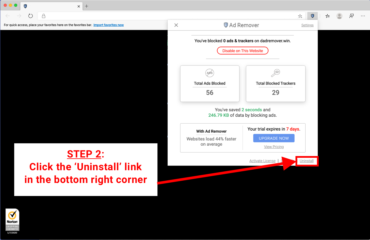 Uninstall instructions ad remover
